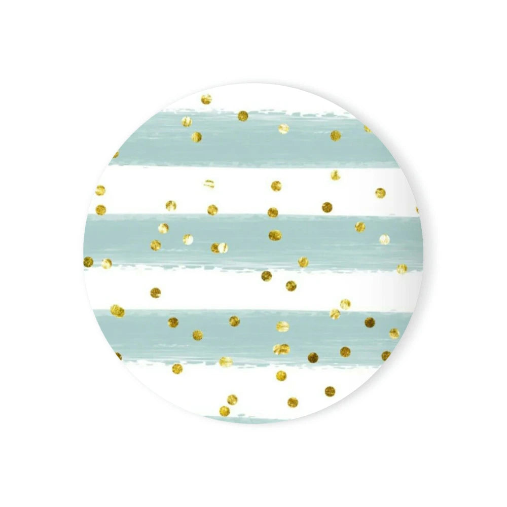 Round Absorbent Ceramic Coaster with Cork Base | Marble Decor