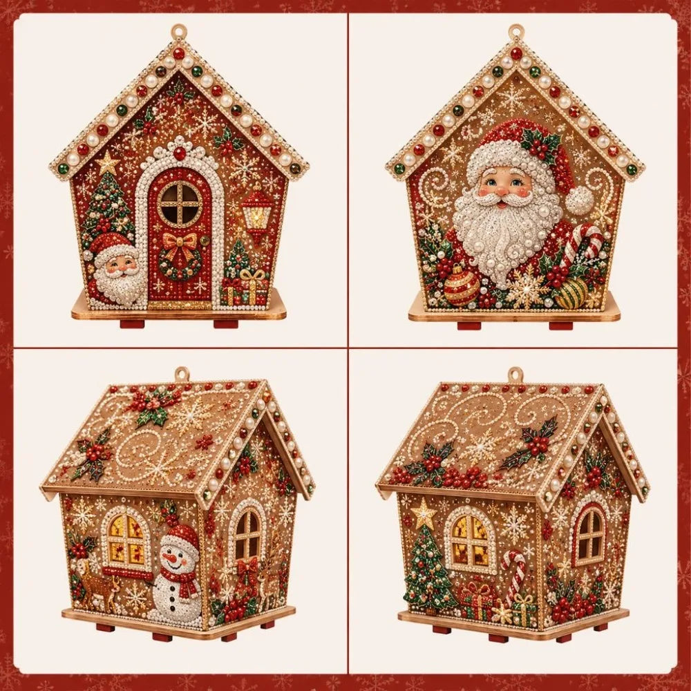 3D Wooden House DIY Pearl Bead Art Kit – Holiday Home Decor