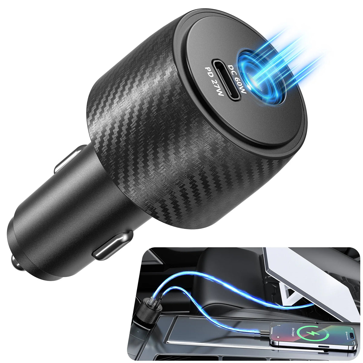 2-in-1 Car Charger for Starlink Mini – 30V DC & USB-C PD Fast