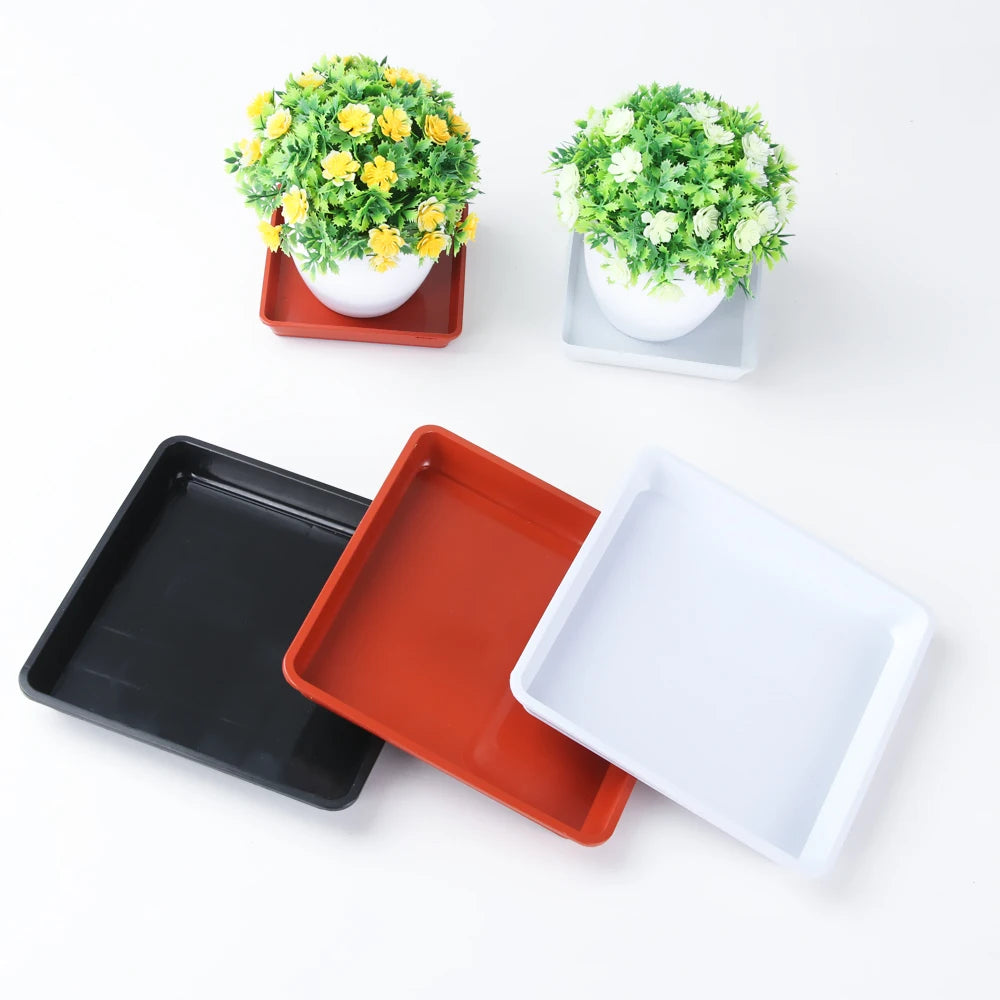 Square Plant Saucer Drip Tray – BPA-Free, 6 Sizes Indoor/Outdoor