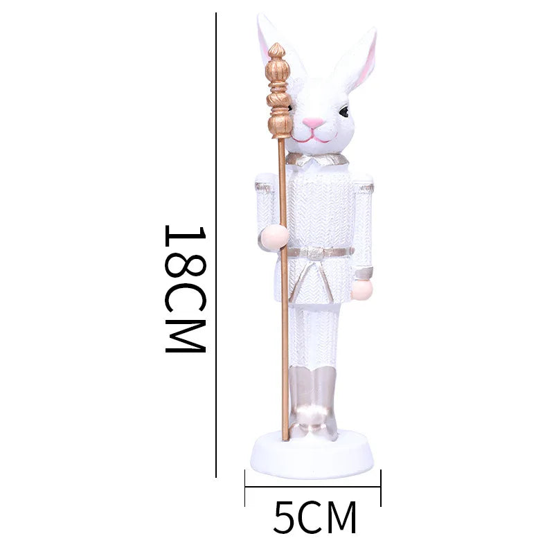 Resin Easter Bunny Statue with Scepter | Spring Tabletop Decor