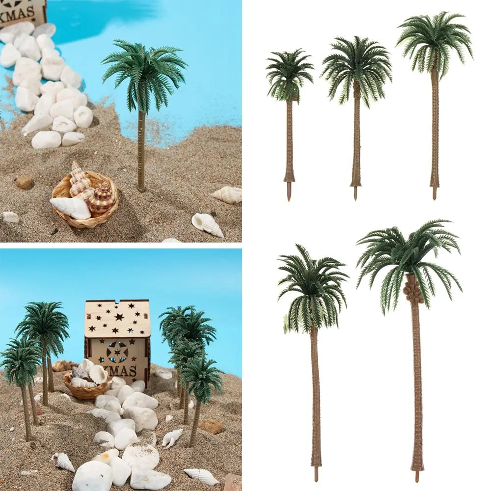 5-Piece Miniature Coconut Palm Tree Set | DIY Micro Landscape