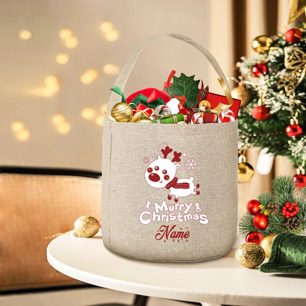 Personalized Deer Christmas Sack Bag – Kids Holiday Gift Tote