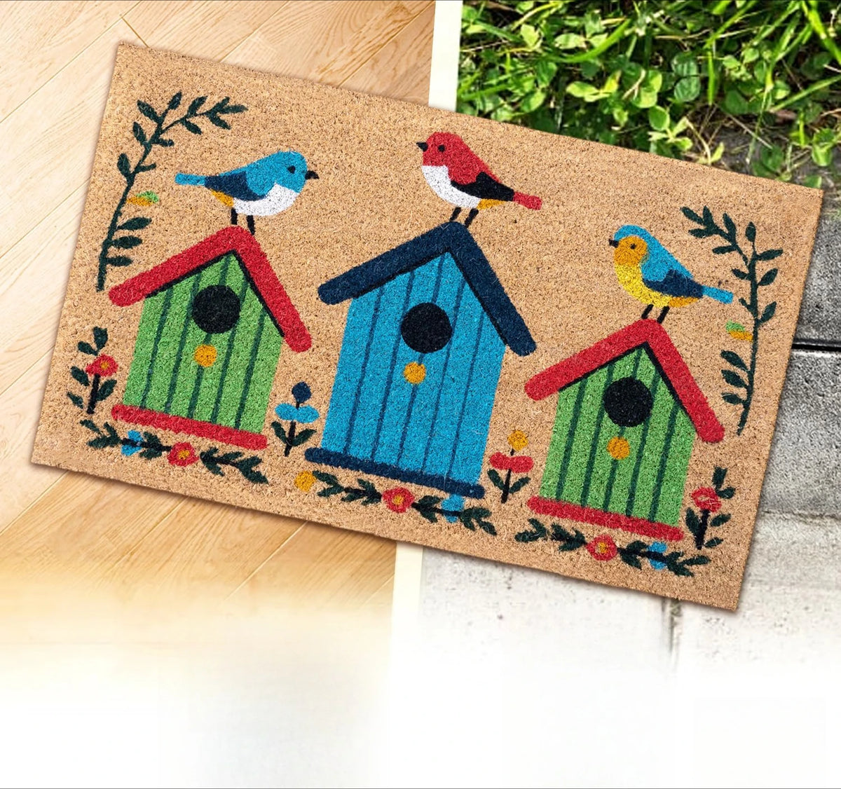 Welcome Doormat – Cottage Print Non-Slip Washable Entryway Mat