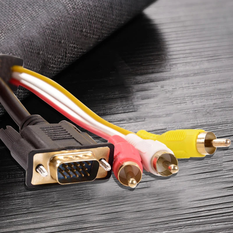 VGA to 3RCA AV Cable 1.5M Gold Plated with Magnetic Ring