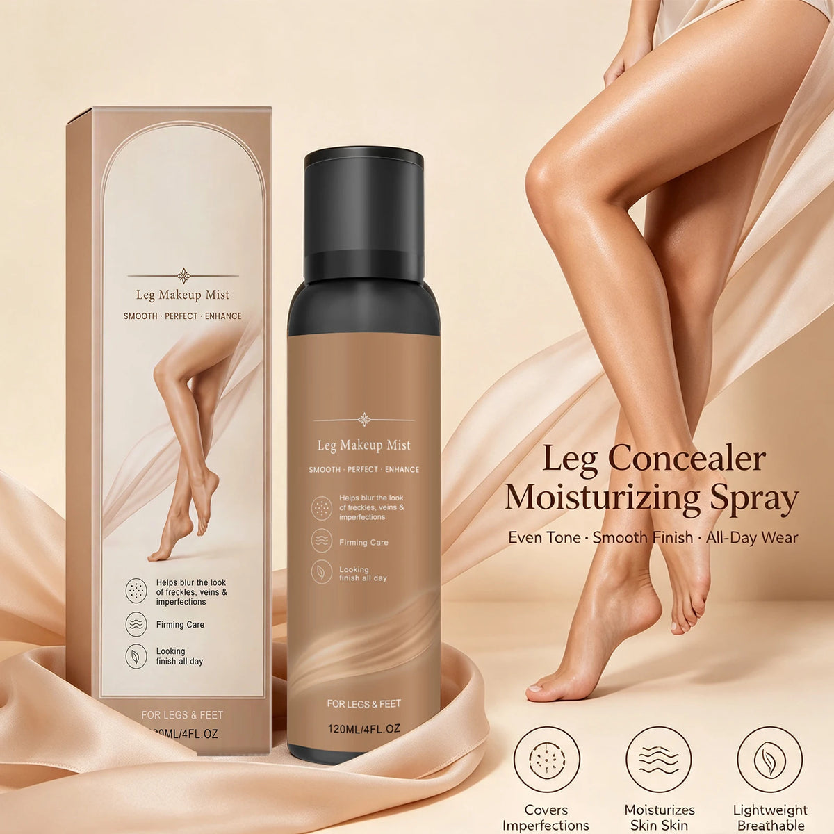Waterproof Leg Makeup Spray – Body Concealer for Even Skin Tone