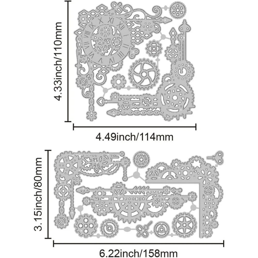 Steampunk Frame Gear Cutting Dies – 2pc DIY Scrapbooking Set