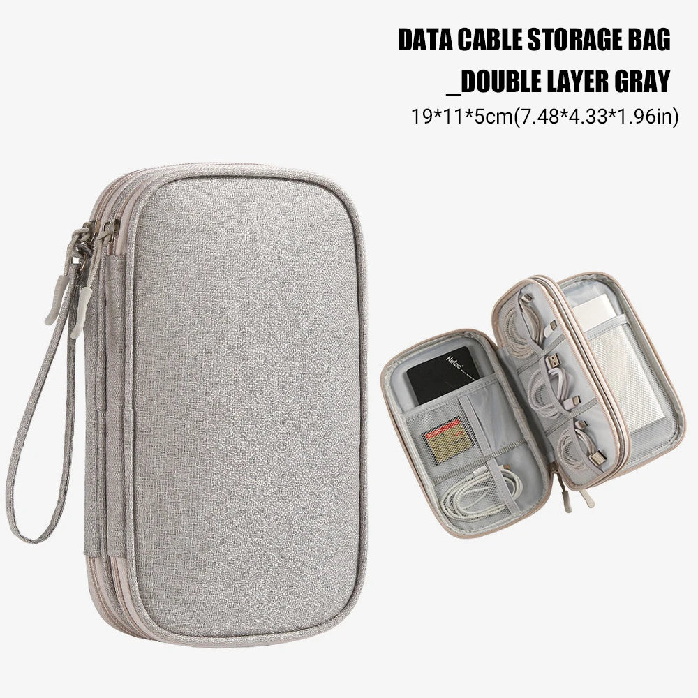 Waterproof Travel Cable Organizer Bag | Double Layer Carry Case