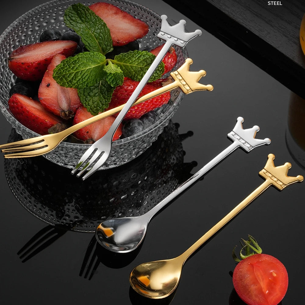 Stainless Steel Crown Dessert & Coffee Spoon | Creative Gift