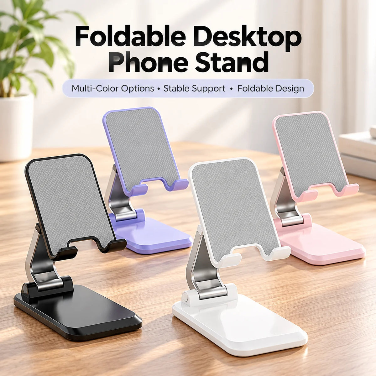 Adjustable Foldable Phone Stand – Anti-Slip Desktop Holder