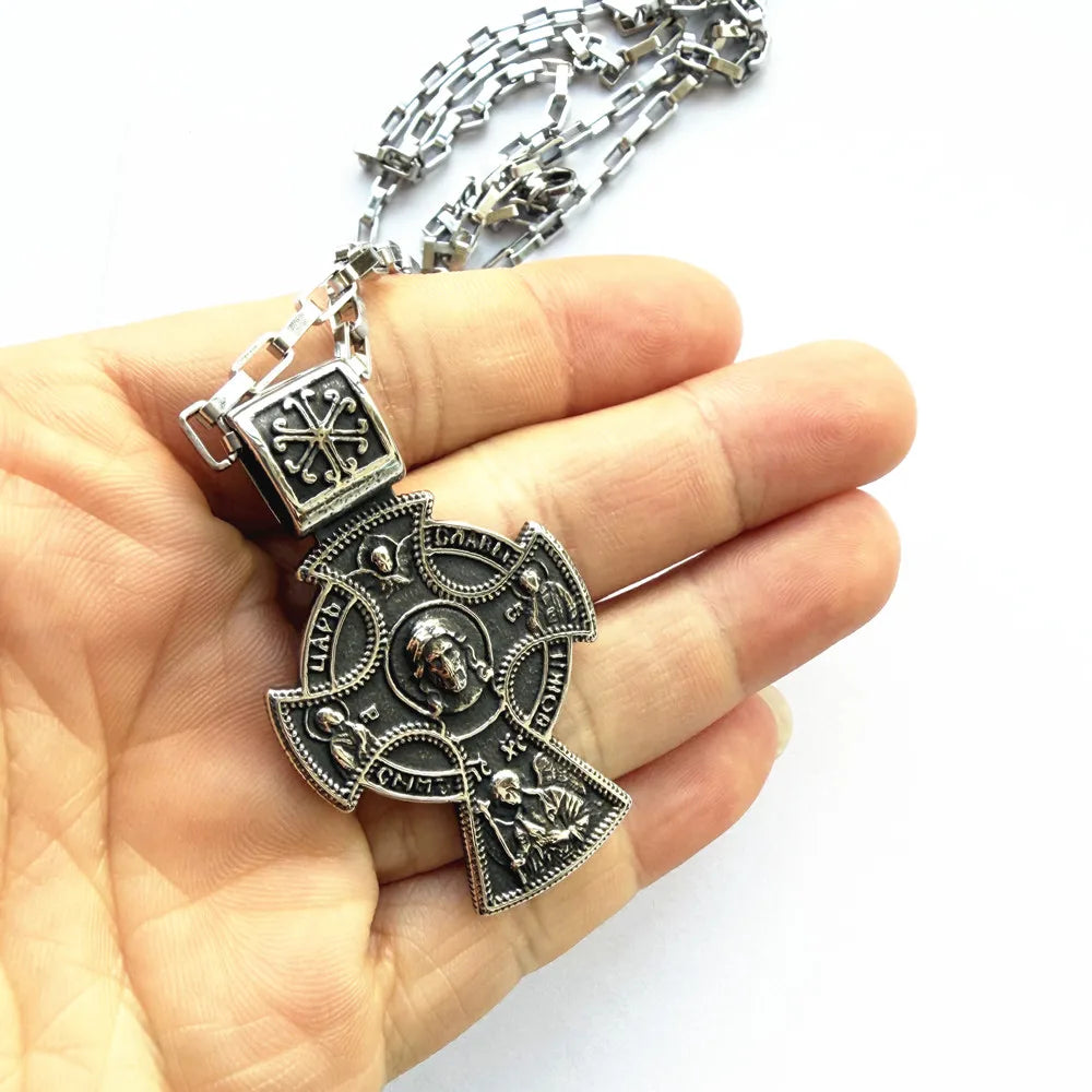 Orthodox Jesus Christ Alloy Pendant Necklace | 60cm Chain