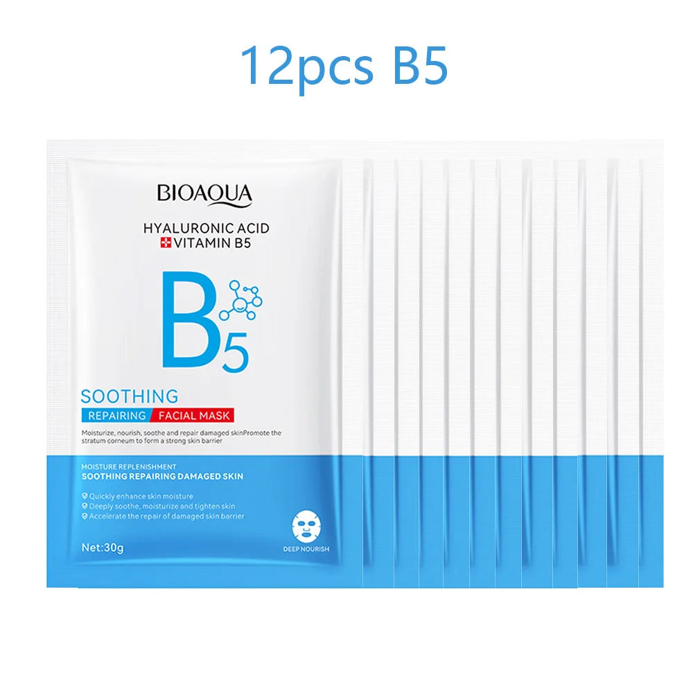 LAIKOU Vitamin B5 & Hyaluronic Acid Sheet Mask Set 12 Pcs