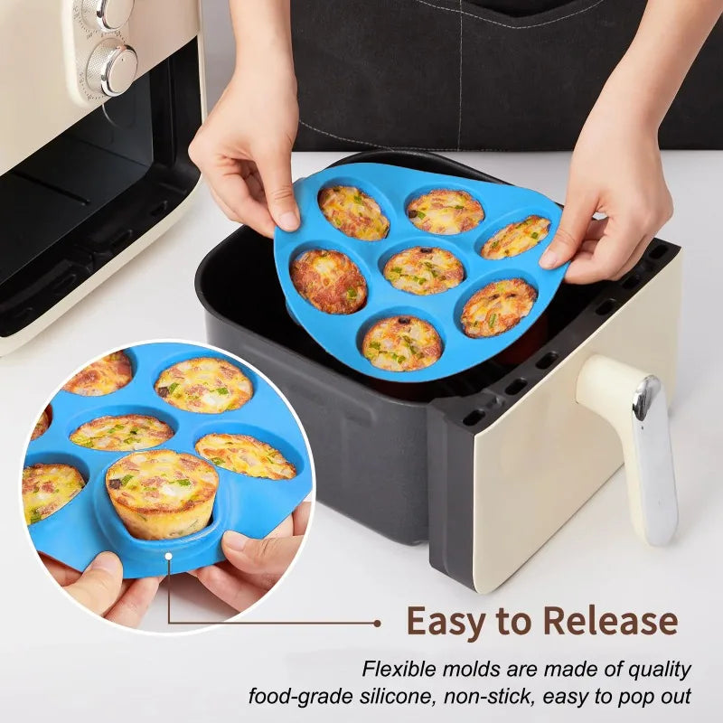 7-Hole Silicone Cake Mold – Non-Stick Air Fryer Baking Pan