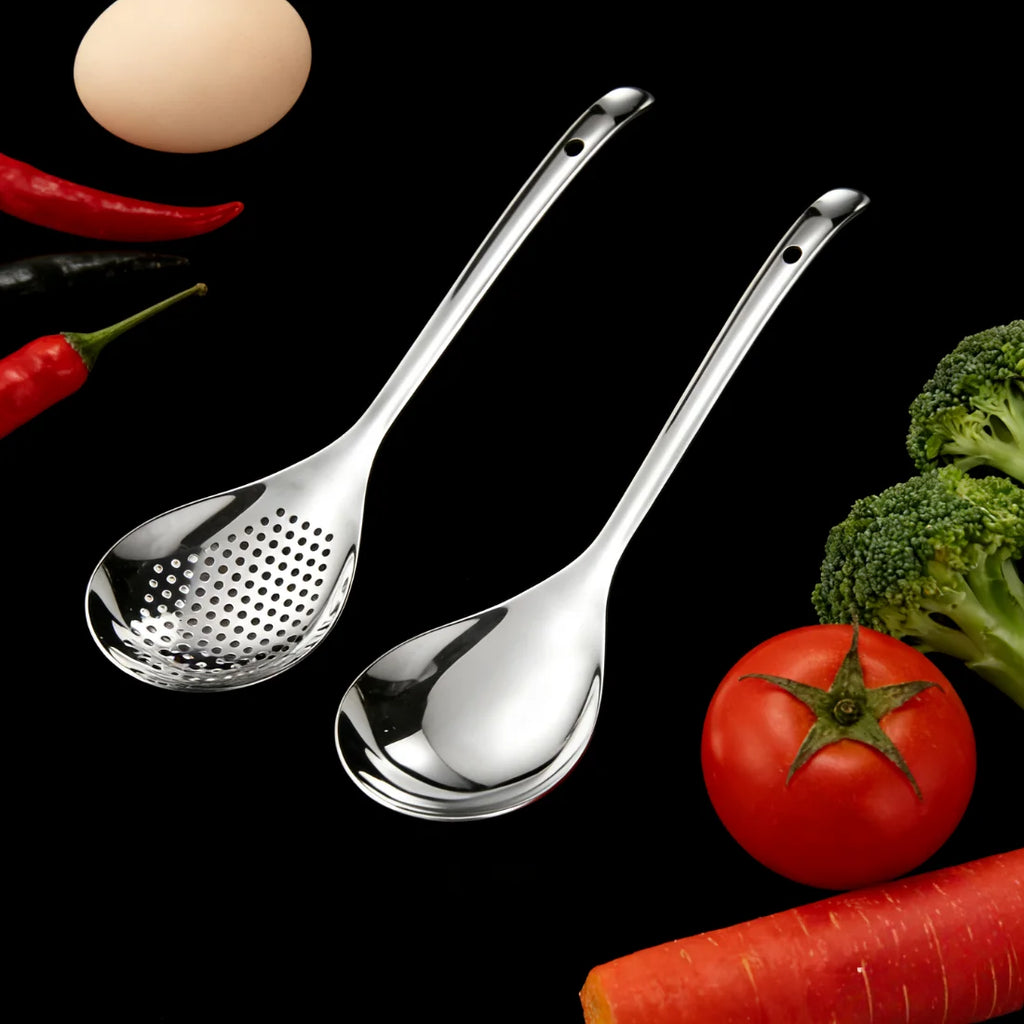 Stainless Steel Skimmer Colander Spoon – Soup & Food Strainer