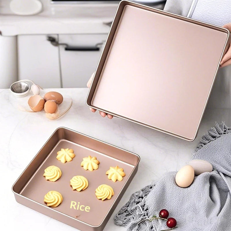 Square Non-Stick Baking Pan – Carbon Steel Cake & Cookie Sheet