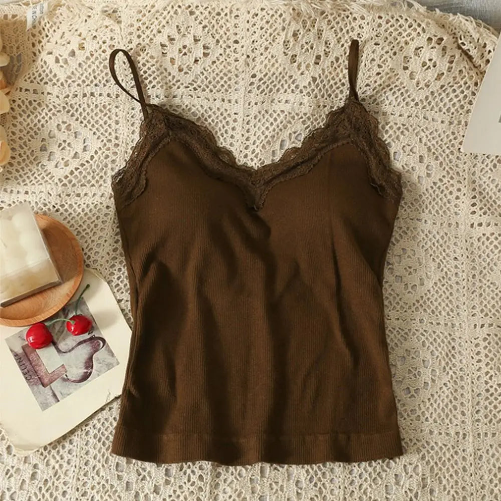 Women's Lace Camisole Crop Top – Wire-Free Breathable Bra