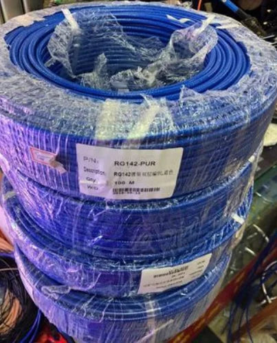 Blue RG142 Double Shielded RF Coaxial Cable 50 Ohm 12.4GHz