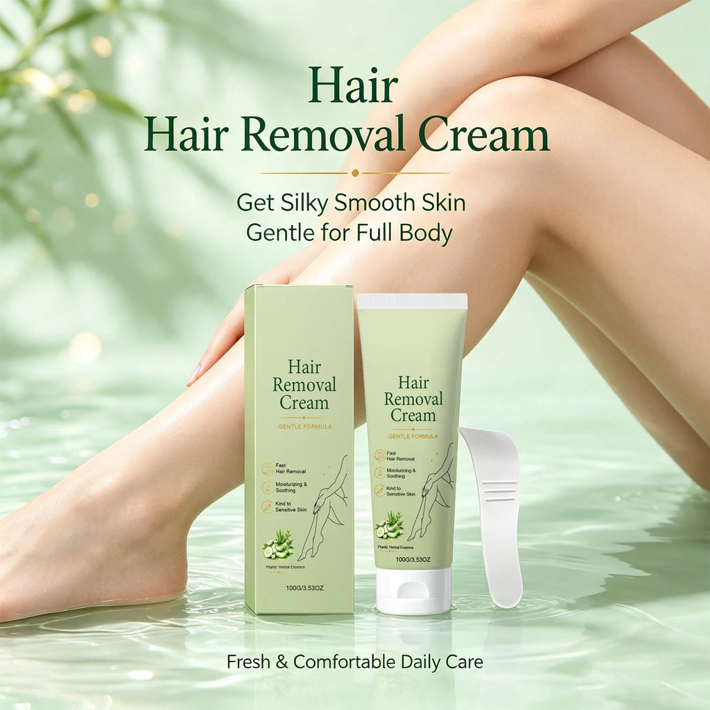 Herbal Depilatory Cream – Legs, Arms & Underarms + Scraper