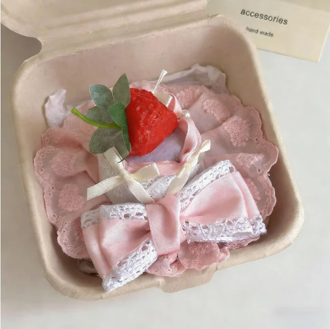 Pink Strawberry Cake Birthday Hat Hairpin – Cute Hair Bow Clip