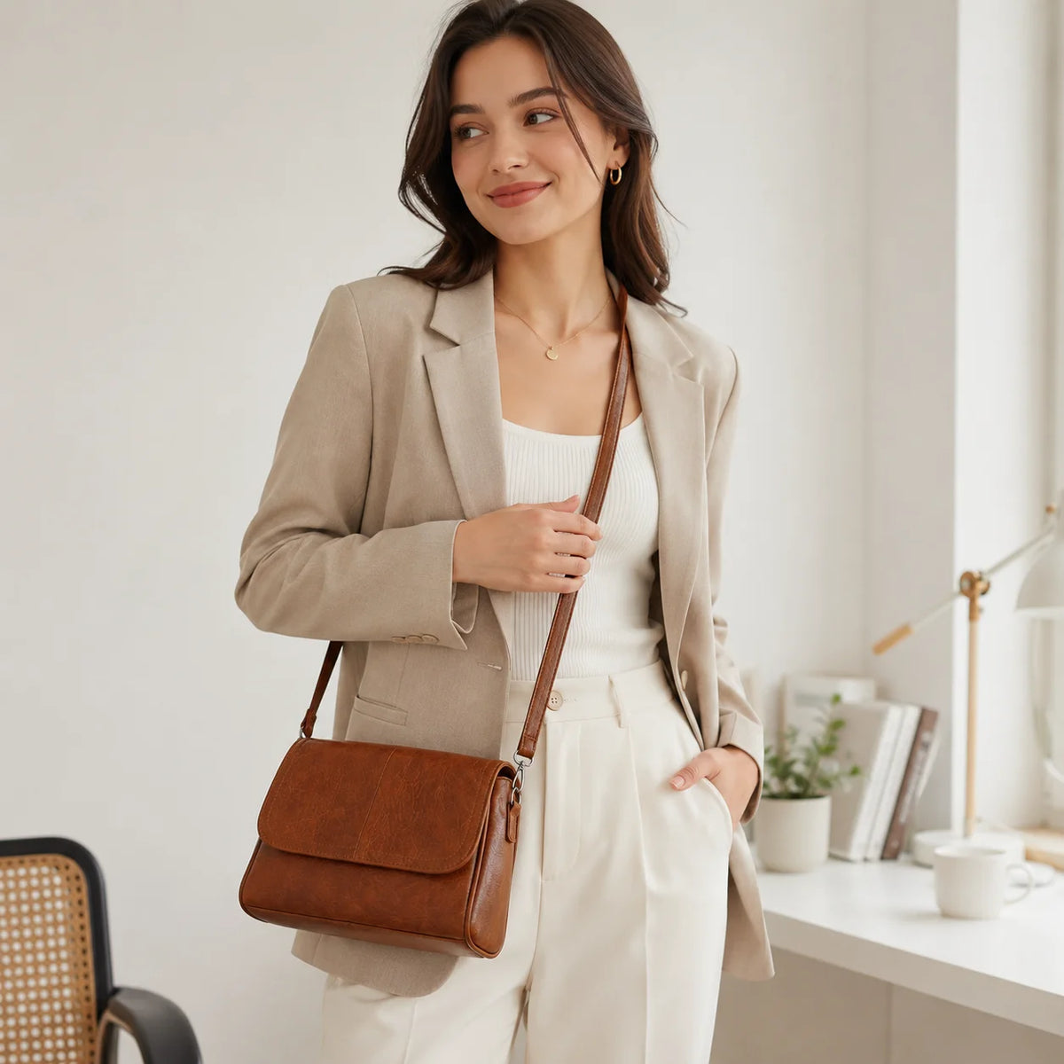 Women's PU Leather Crossbody Flap Bag | Small Shoulder Purse