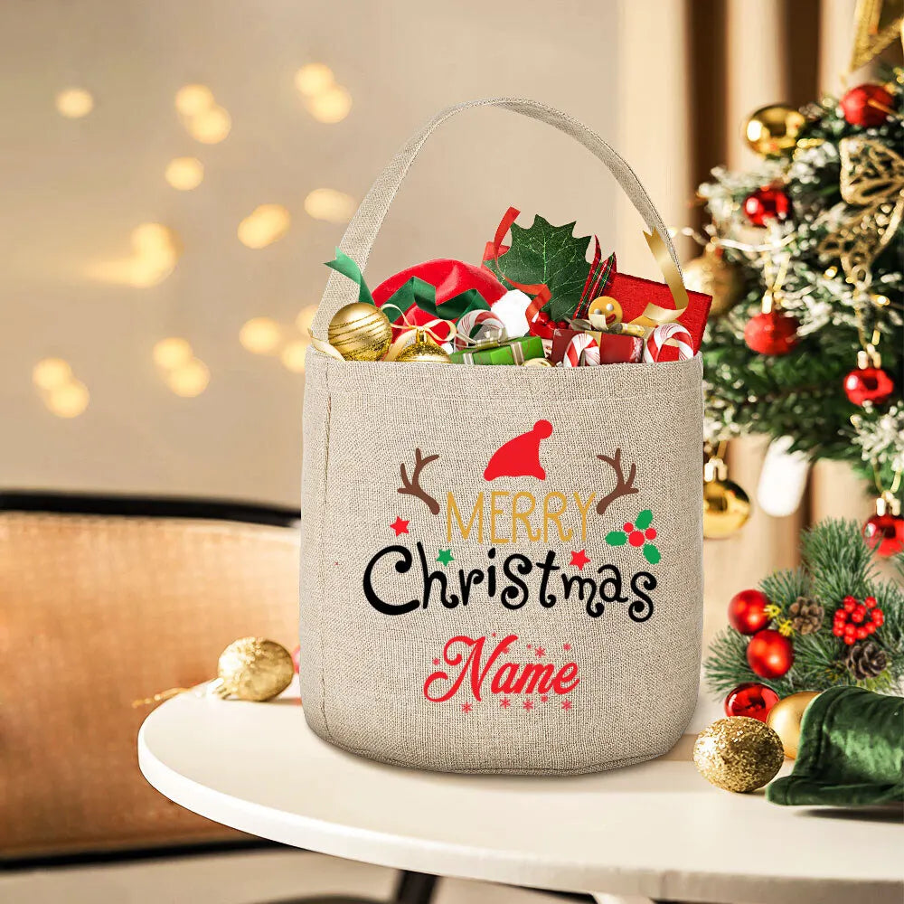 Personalized Deer Christmas Sack Bag – Kids Holiday Gift Tote