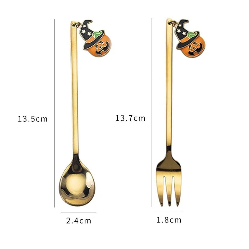 Halloween Stainless Steel Gold Cutlery Set – Spoon & Fork
