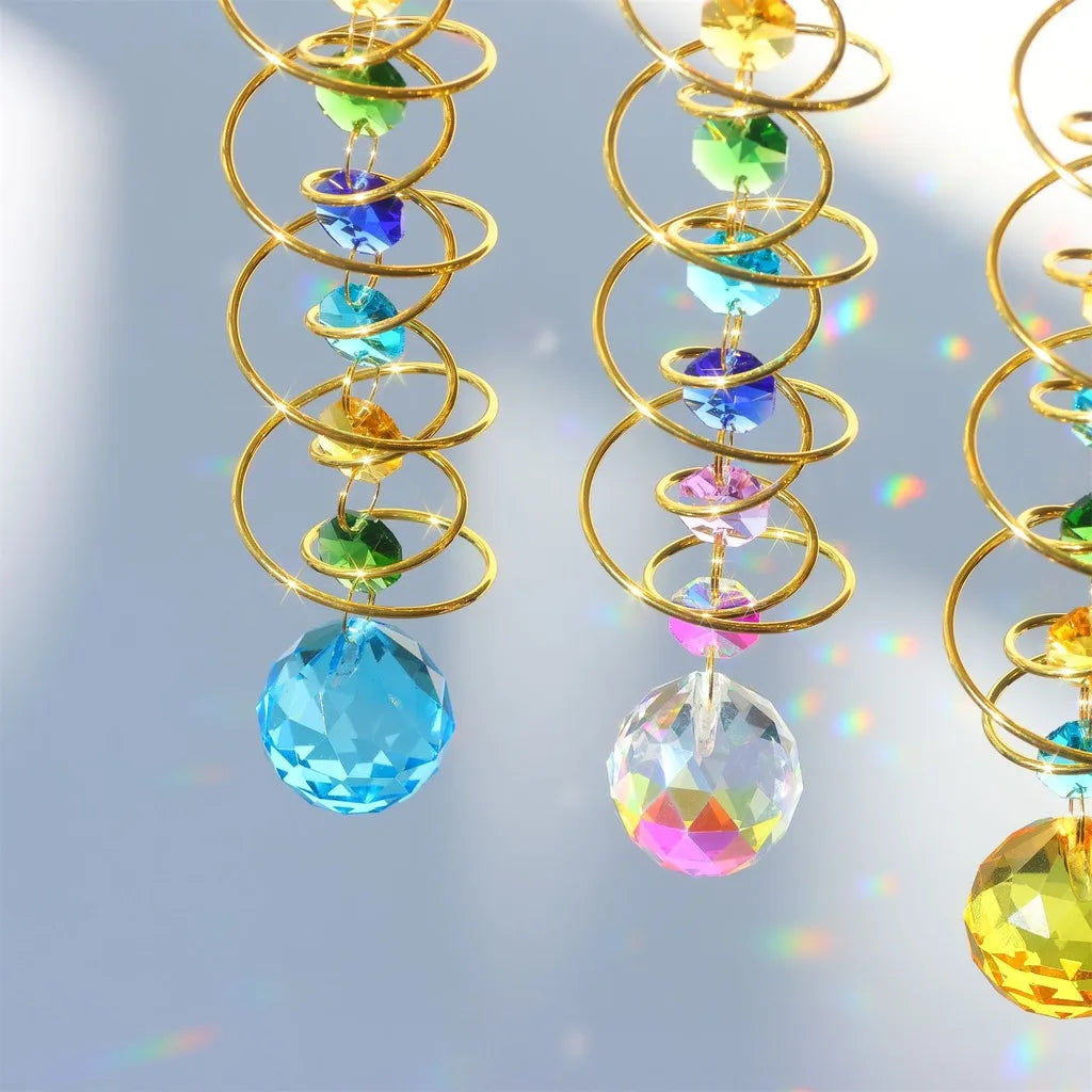 Crystal Spiral Sun Catcher – Rainbow Light Wind Spinner Decor