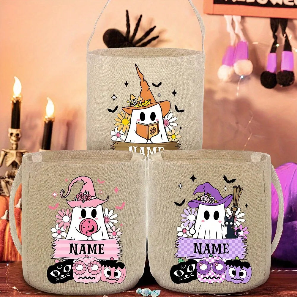 Personalized Halloween Trick or Treat Tote Bag | Pumpkin Print
