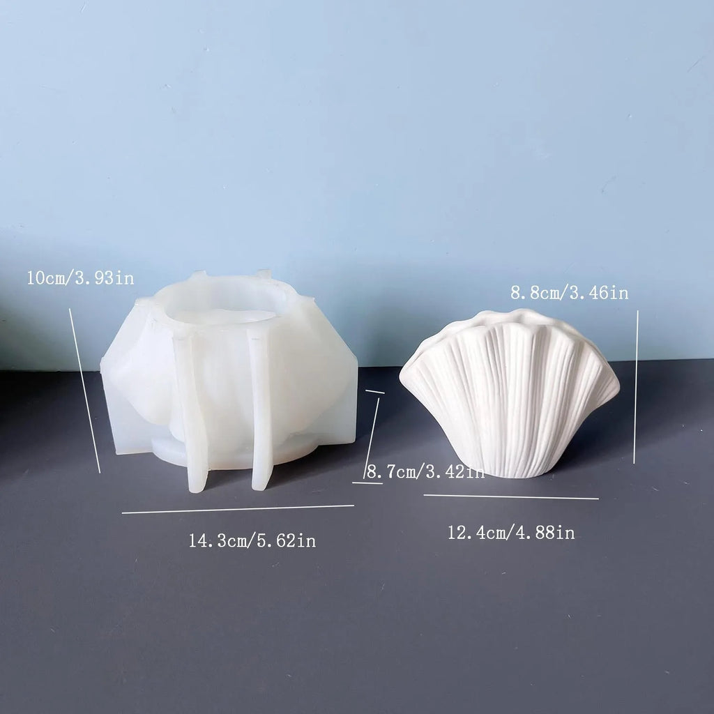 Shell Vase Silicone Mold – DIY Plaster Cement Flower Vase