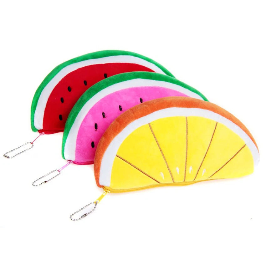 Watermelon Plush Pencil Pouch – Zipper Bag & Keychain