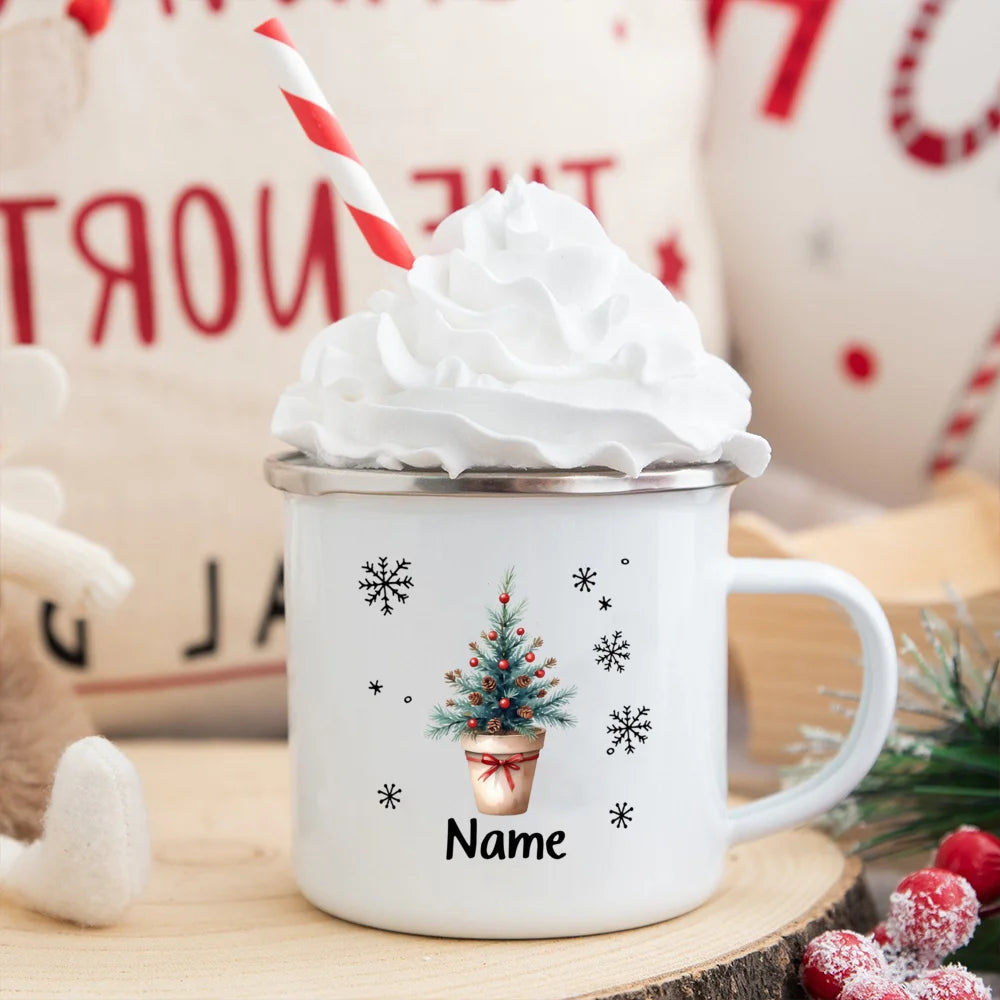 Personalized Snowman Enamel Mug – Christmas Gift Idea
