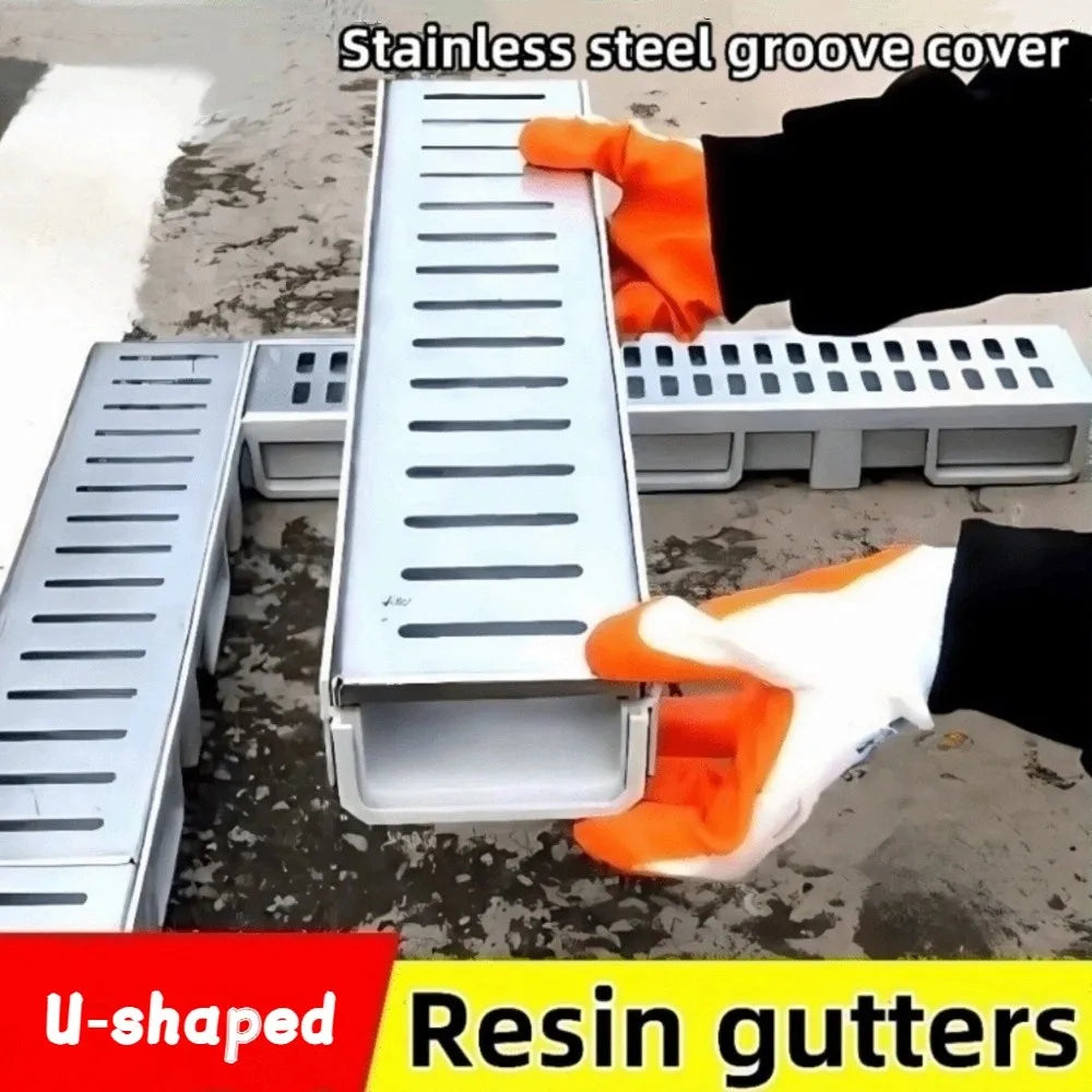 Heavy Duty Resin & Stainless Steel Linear Drain Gutter