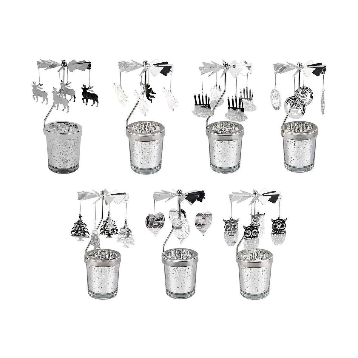 Rotary Metal Carousel Candle Holder – Spinning Tea Light Tray