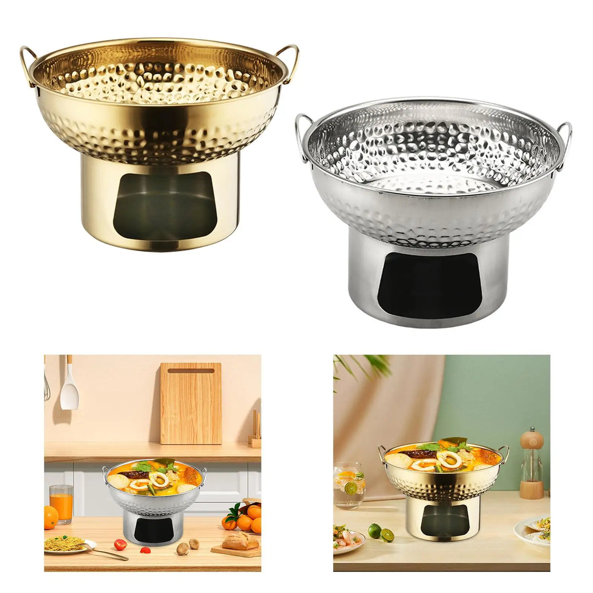 Stainless Steel Thai Tom Yum Hot Pot 18cm | Hammered Texture