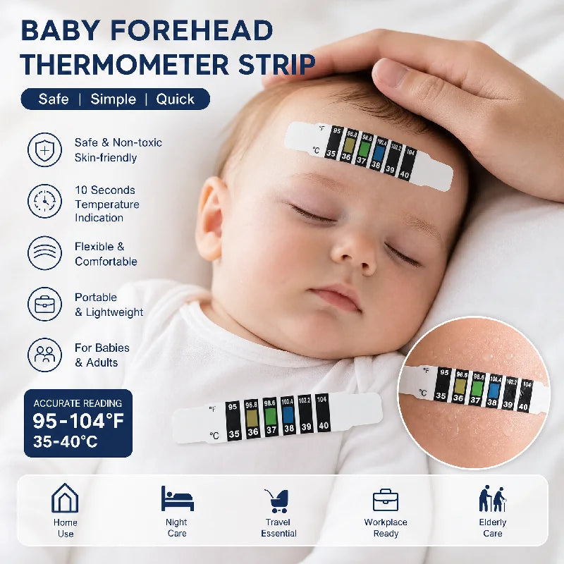 Reusable LCD Forehead Temperature Strip 10/20Pcs – Baby Kids