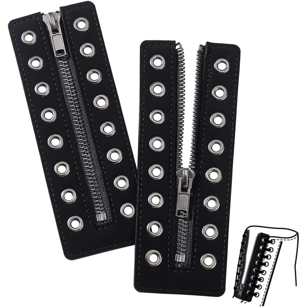 Leather No-Tie Zipper Shoe Laces – 8 Eyelet Lace-In Inserts