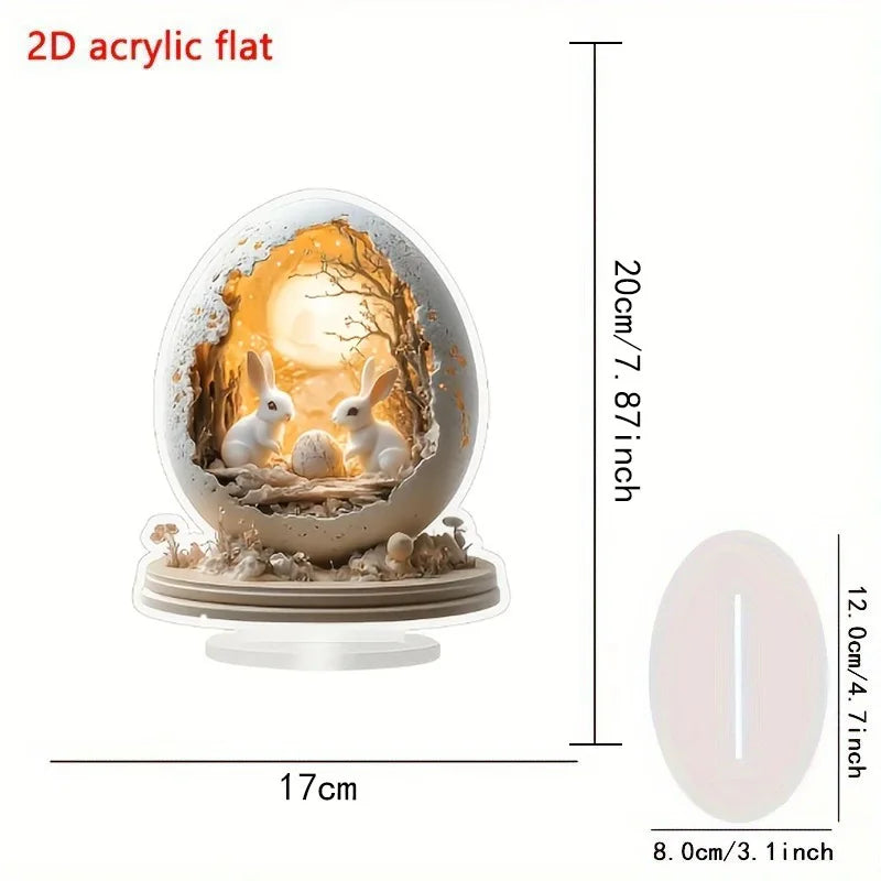 Easter Rabbit Acrylic Ornament – 2D Cute Cottage Egg Decor