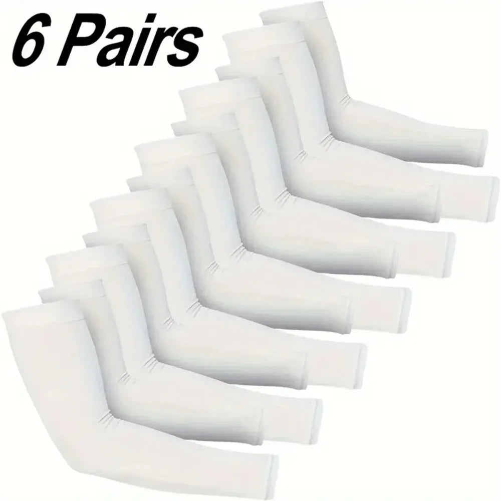 6-Pair UV Cooling Arm Sleeves – Unisex Sun Protection Sport