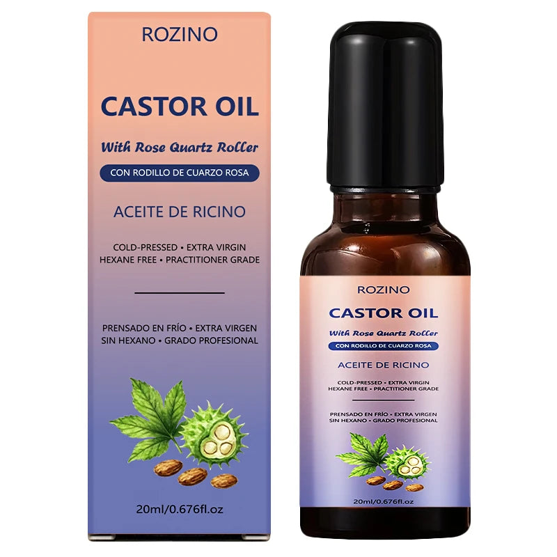 ROZINO Cold-Pressed Castor Oil Roller – Lash, Brow & Scalp
