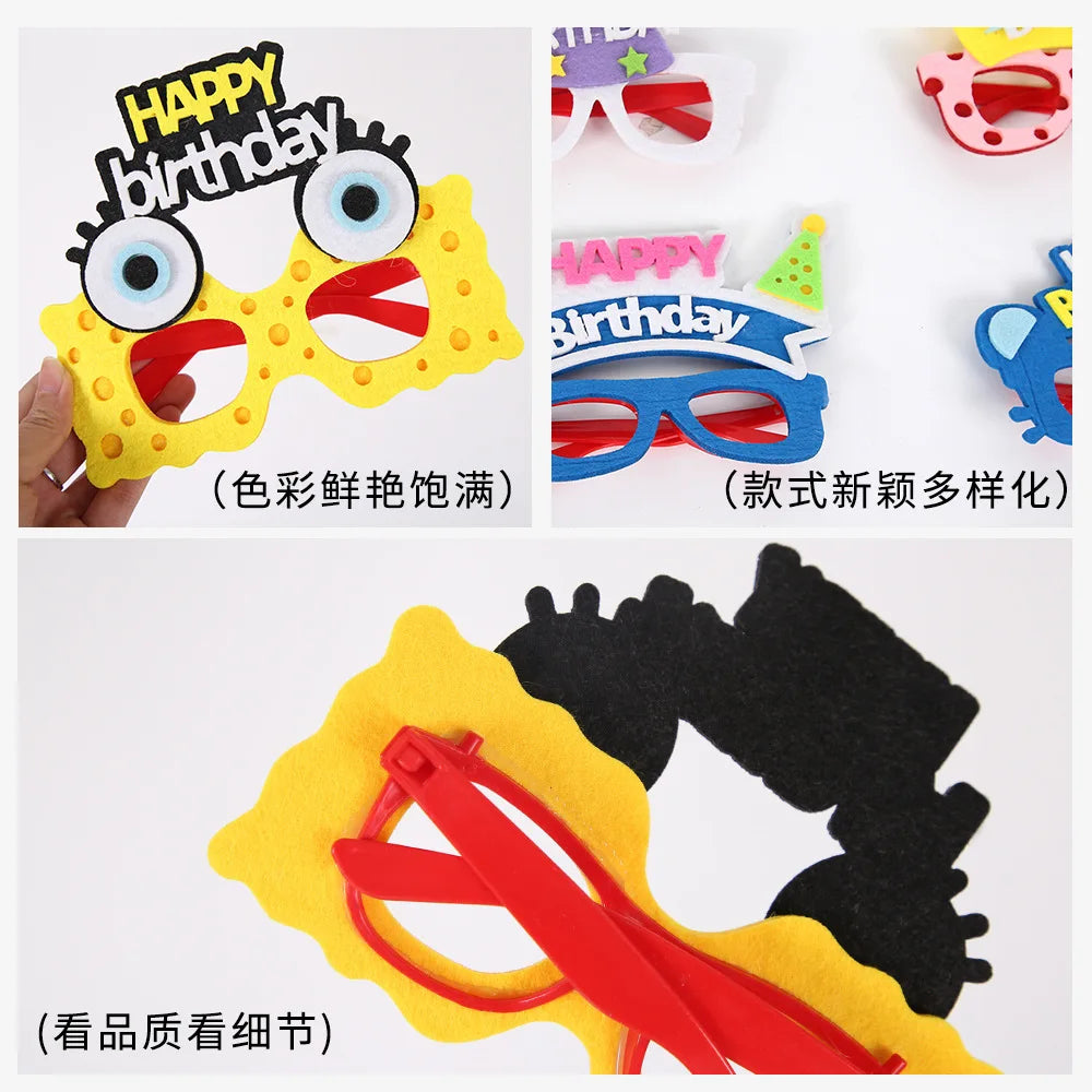 Kids Birthday Cartoon Animal Felt Glasses – Fun Party Props