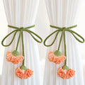 Flower Curtain Tiebacks with Tassels | Braided Rope Holdbacks