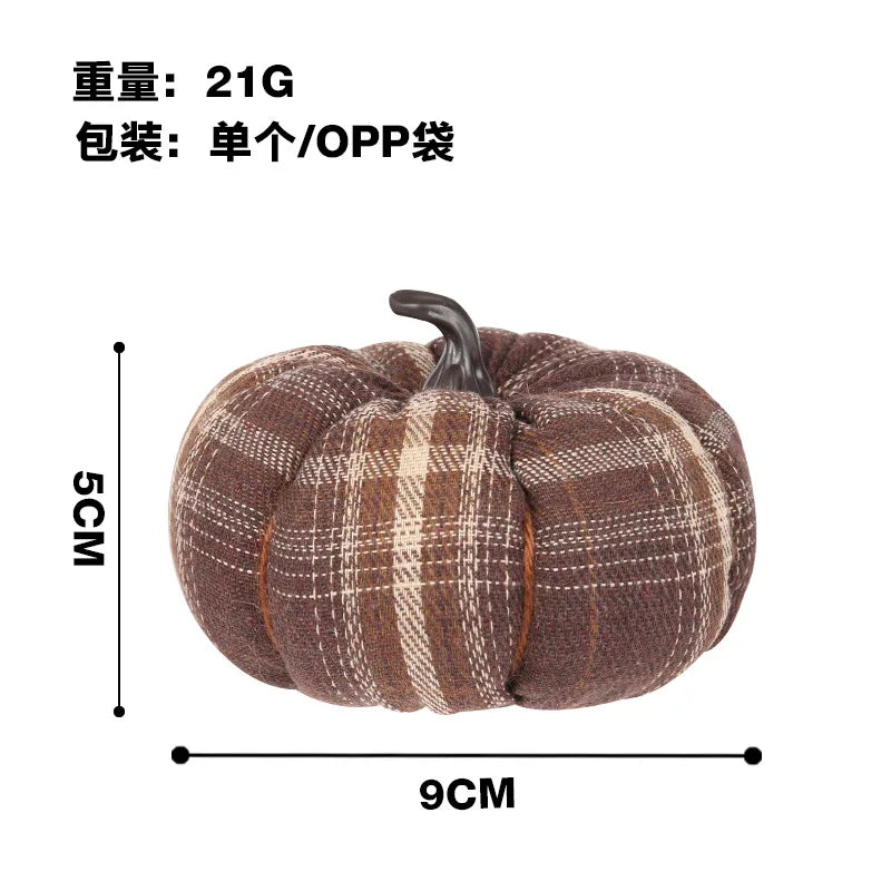 Plaid Fabric Mini Pumpkin Decor – Rustic Fall & Halloween Ornament