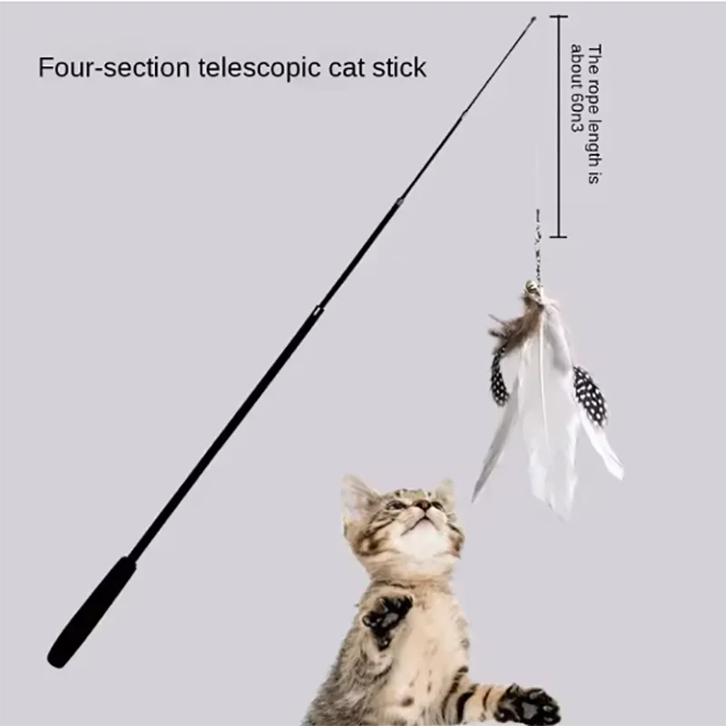 1.8m Telescopic Carbon Fiber Feather Cat Wand Toy | 4-Section