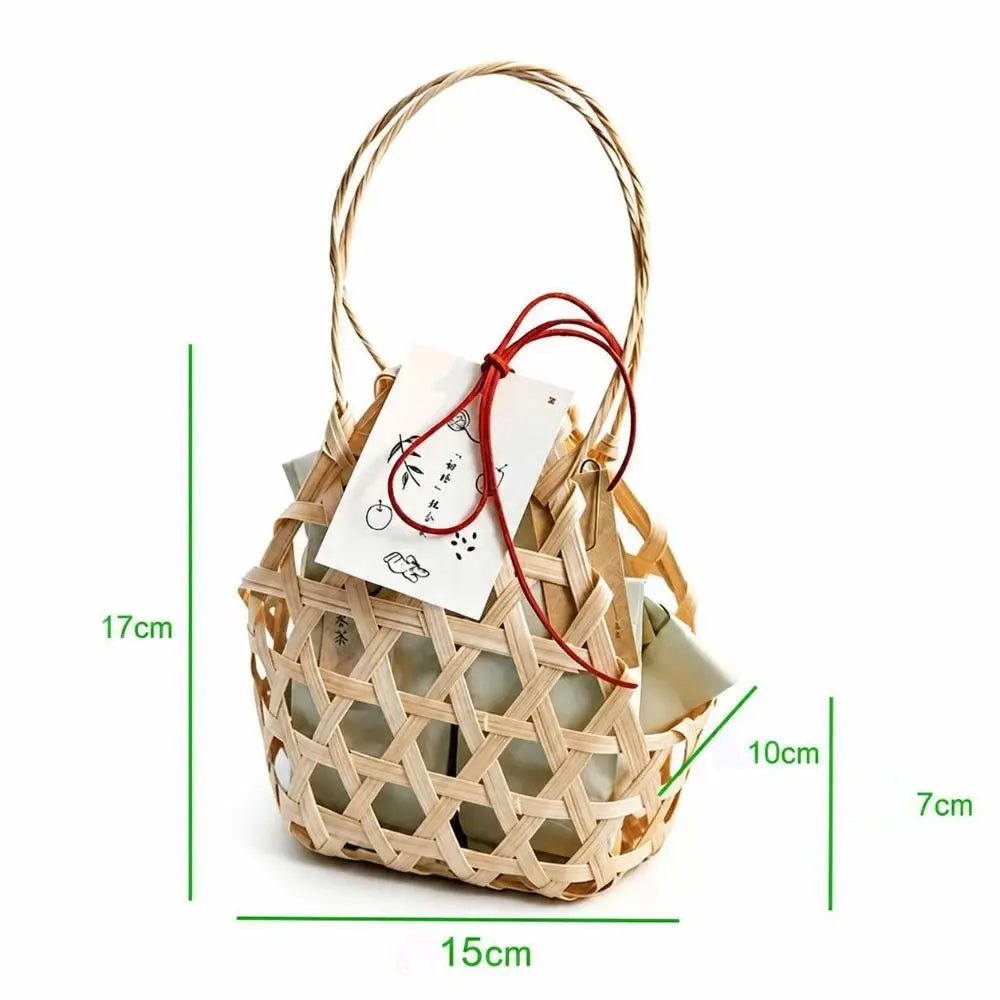Handmade Woven Bamboo Basket – Retro Storage & Party Decor