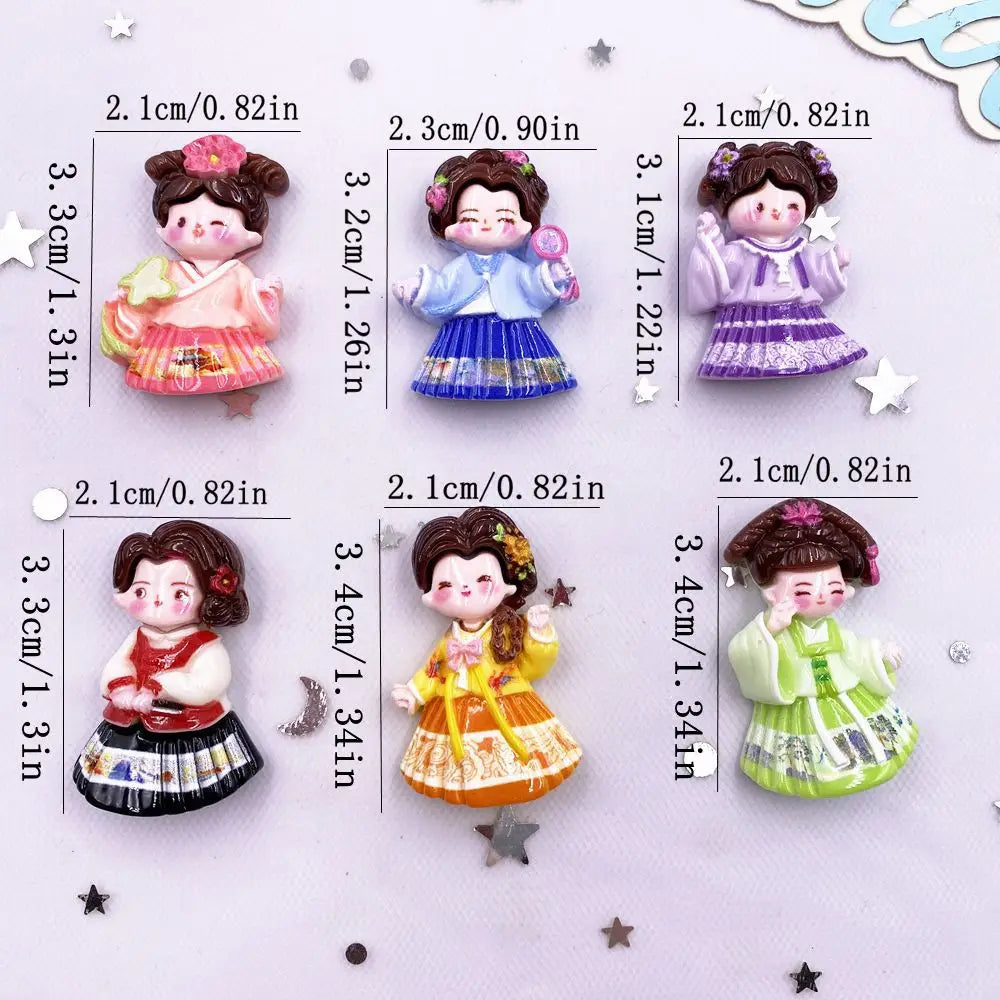 Kawaii Princess Girl Resin Flatback Figurines – 6/12PCS Craft Set