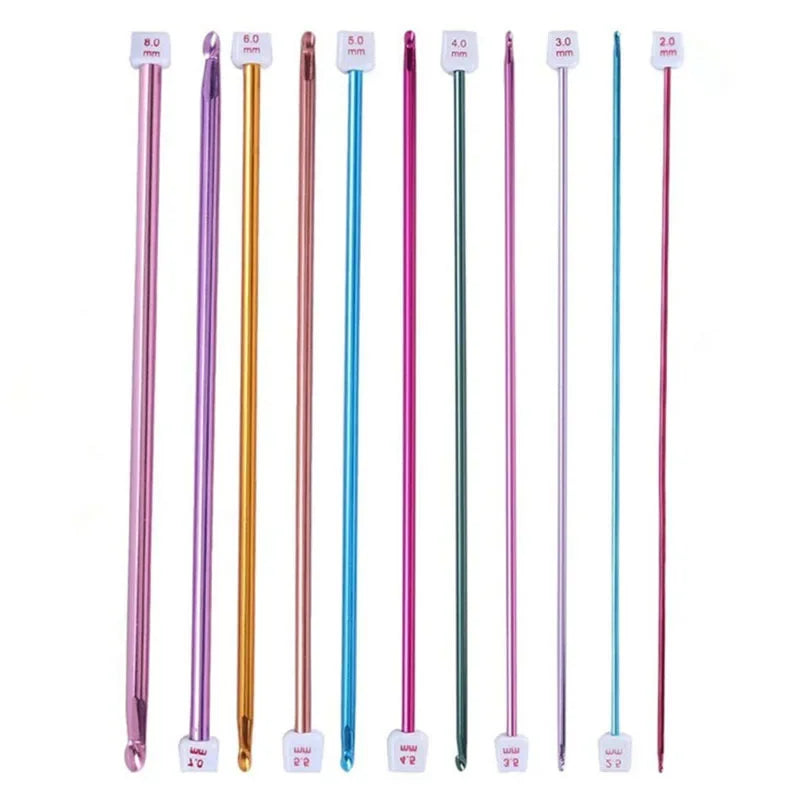 11-Piece Tunisian Crochet Hook Set – Aluminum 2–8mm