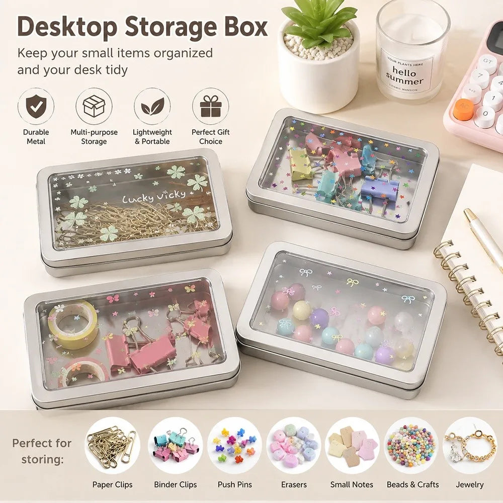 Tinplate Photocard Storage Box – Transparent Dustproof Cover
