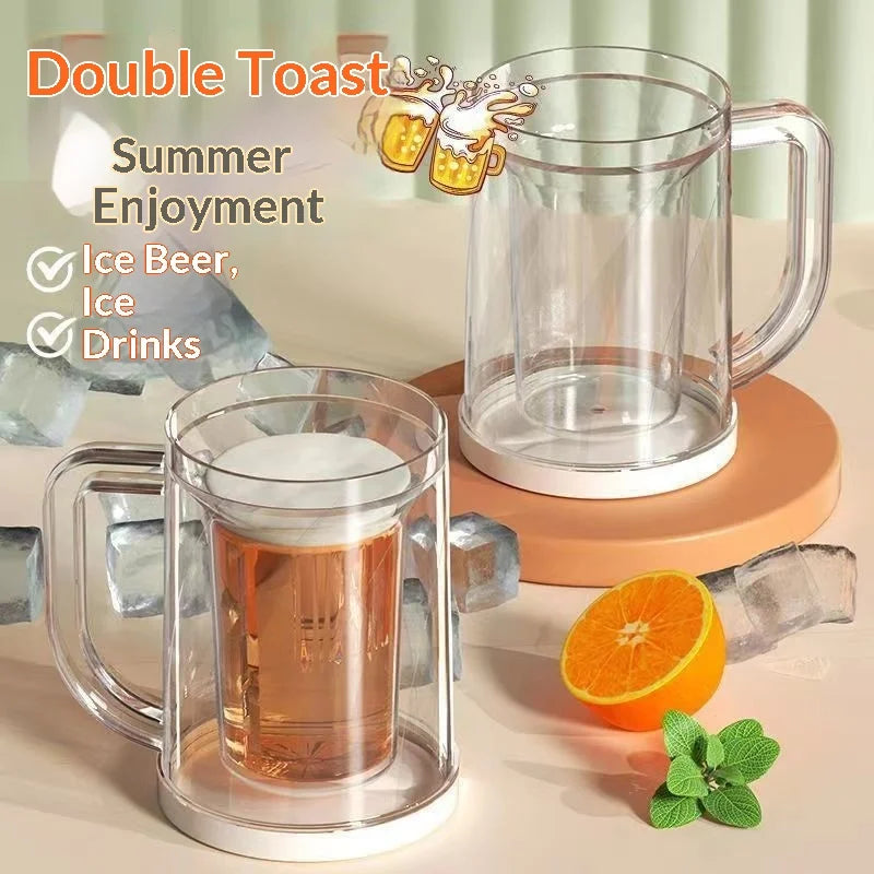 Double-Layer Freezer Beer Mug – Large Capacity Ice Cup 500ml