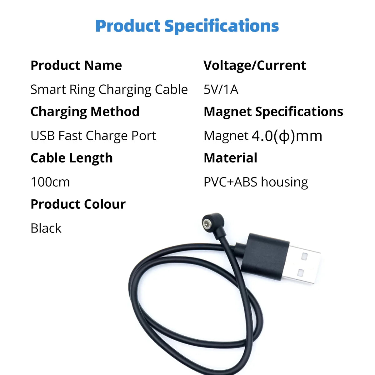 2-Pin Magnetic USB Smart Ring Charging Cable – Fast Charge