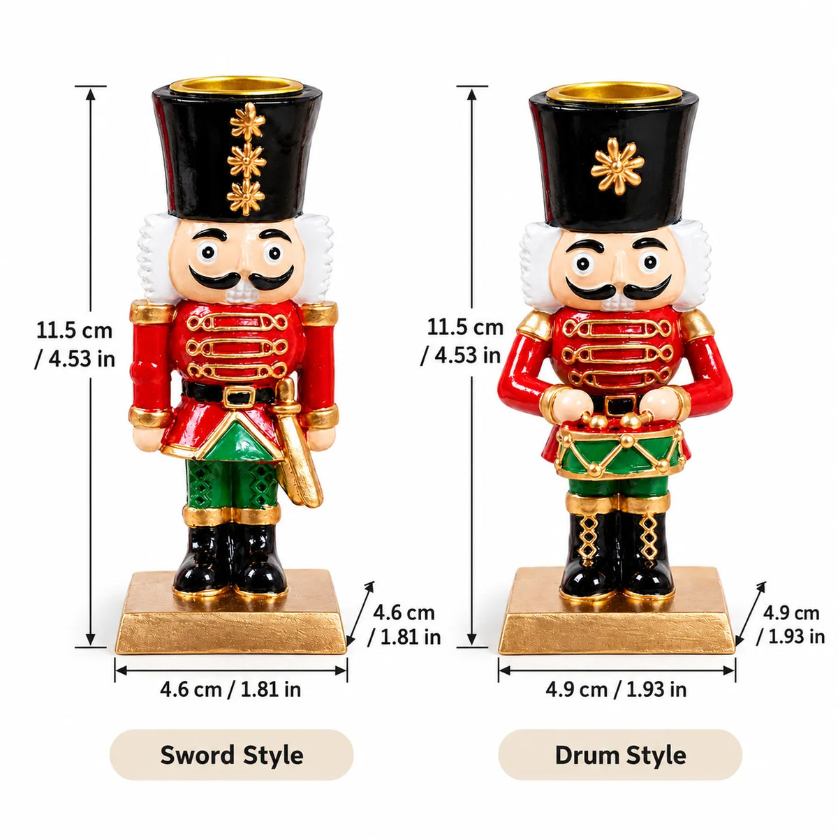 Christmas Nutcracker Candle Holder Resin Soldier Figurine